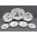Spode botanical patterned table wares to include a Lavender pattern ashet, Narcissus bowls and