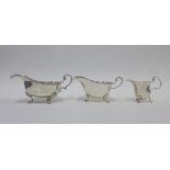 Three silver sauce boats to include Birmingham 1931 & 1937, Sheffield 1911, longest 18cm (3)