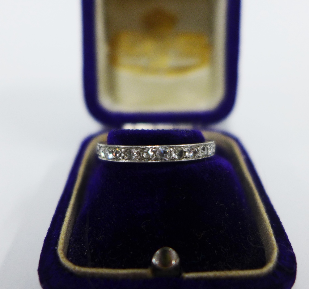 Early 20th century diamond set eternity ring (one stone lacking) UK ring size O