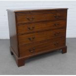 Georgian mahogany chest, rectangular top with moulded edge over a pull out slide and four graduating