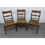 Set of three Regency style dining chairs with early 20th century zig zag upholstered seats (3).