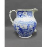 19th century blue and white transfer printed Ridgways Indian Temple footbath jug, 31cm high