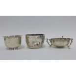 Three various silver sugar bowls to include Dublin 1905, Sheffield 1911 and London 1881 (3)