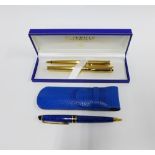 Waterman fountain pen and ballpoint pen boxed set and a Waterman ballpoint pen in a blue mottled