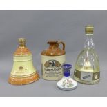 Whisky to include Columbas Cream, in a stoneware decanter, Bells Whiskey decanter, Wade whisky