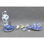 Collection of Staffordshire blue and white transfer printed pottery to include a Davenport mug,