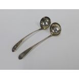 A pair of Edinburgh silver toddy ladles, Alexander Henderson, c.1790, 15cm long (2)