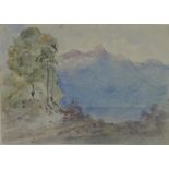Watercolour of a Highland scene, apparently unsigned and framed under glass, 12 x 10cm
