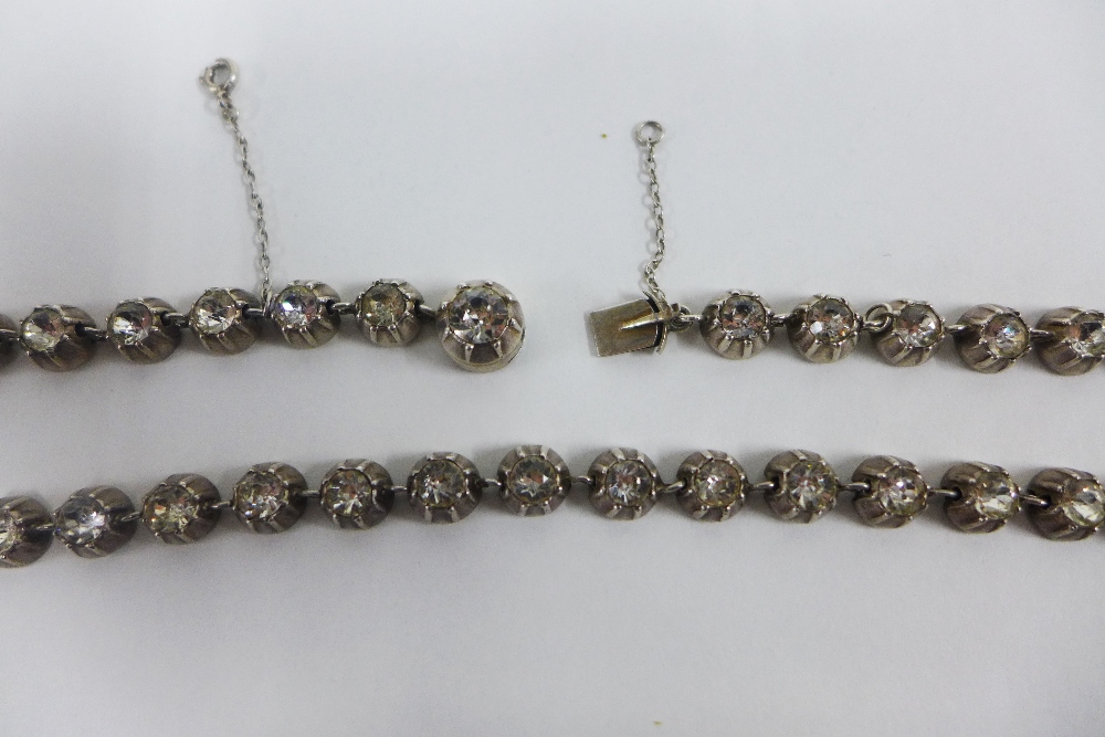 19th century silver and paste Riviera necklace and a silver and paste set brooch (2) - Image 2 of 3