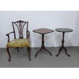 Mixed lot to include an early 20th century mahogany armchair with an upholstered seat, 92cm,