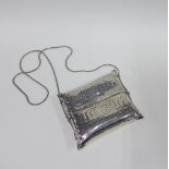 A woven silver shoulder strap handbag, stamped 925, 15 x 14cm