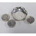 Mixed lot to include two silver pill boxes, a white metal pill box, Charles Horner silver thimble