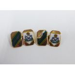 A pair of 9ct gold and enamel South Staffordshire regimental cufflinks, Birmingham 1939