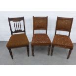 Two early 20th century oak side chairs and another (3)