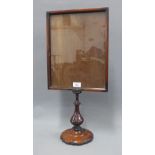 19th century mahogany table standing frame, with a rectangular glazed panel on a baluster stem