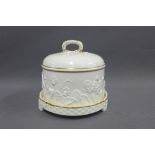 Wedgwood white glazed cheese dome and cover, impressed marks, handle restored, 22cm