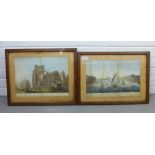 Pair of 19th century coloured prints to include Lisbon as appeared immediately after the