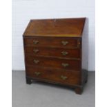 19th century mahogany secretaire chest, fall front with fitted interior and pullout slide over