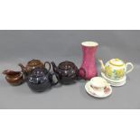 Collection of Staffordshire pottery teapots and vases, etc (a lot)