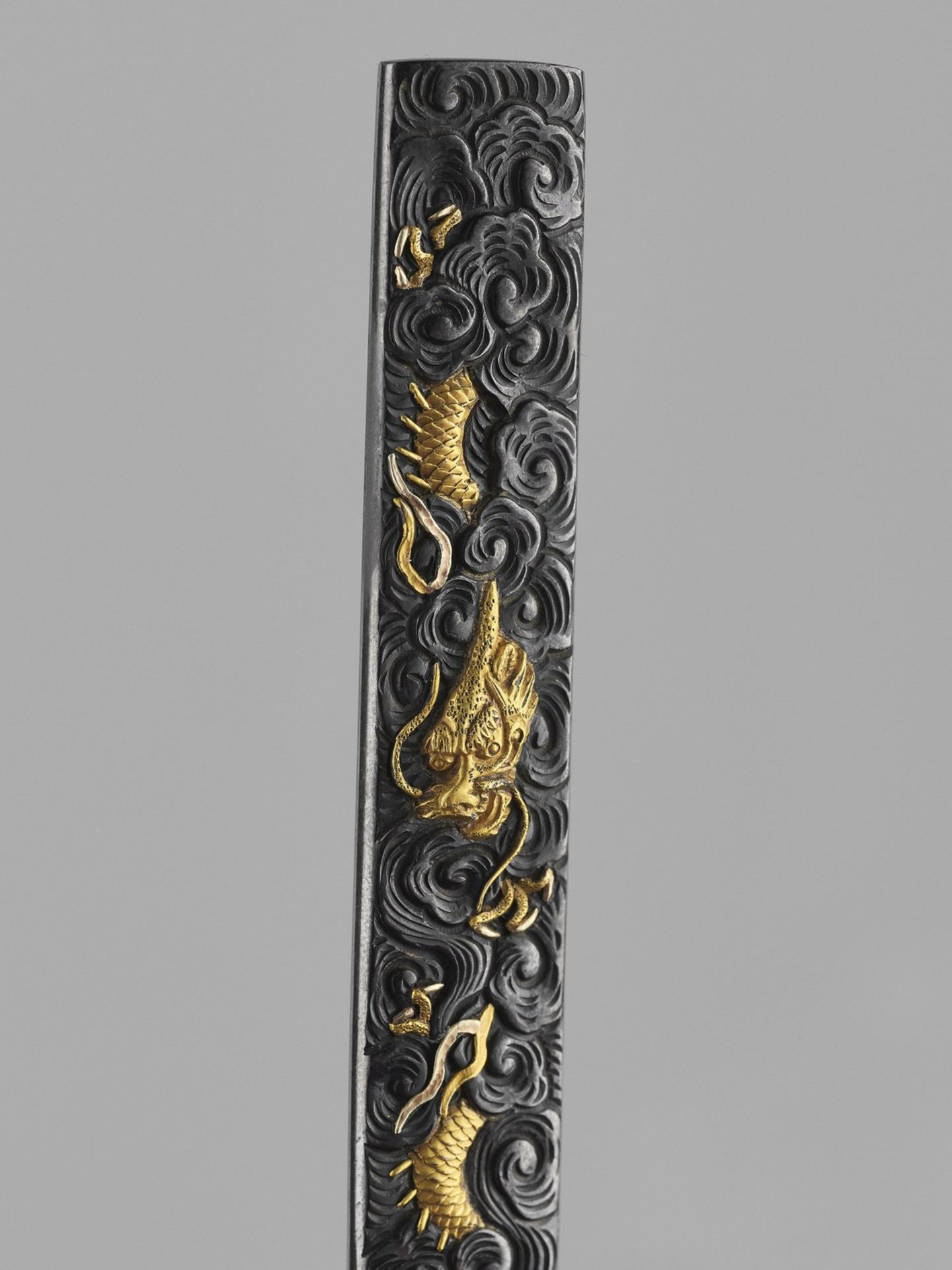 TWO GOLD AND SHAKUDO KOZUKA WITH DRAGONS - Image 8 of 9