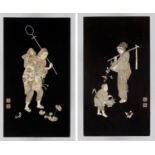 NAITO: A PAIR OF IVORY-INLAID WOOD PANELS