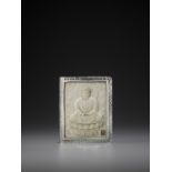 A SILVER AND IVORY ‘BUDDHA’ CIGARETTE CASE