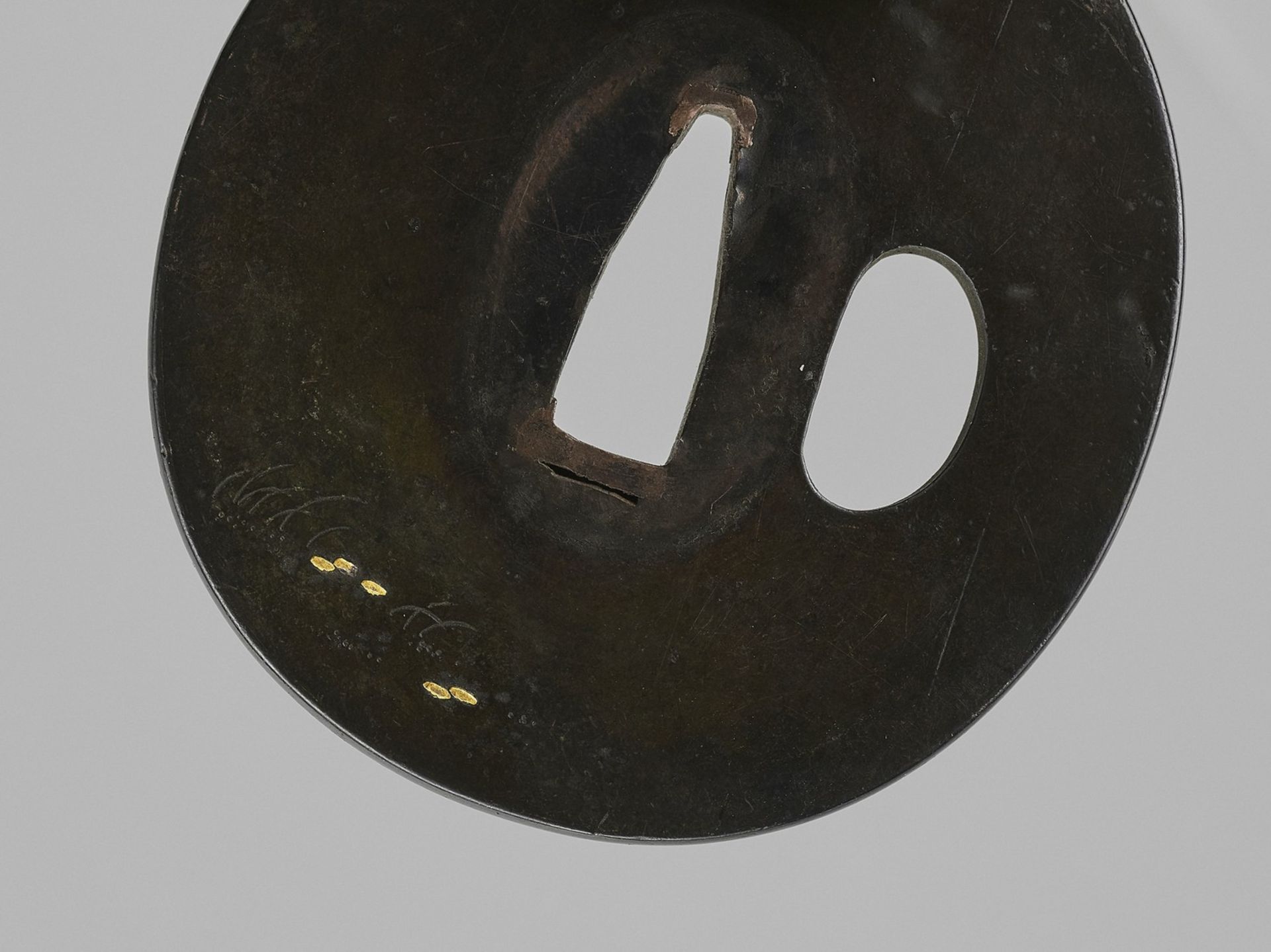 A SHIBUICHI TSUBA WITH BUTTERFLIES AND BASKET - Image 4 of 4