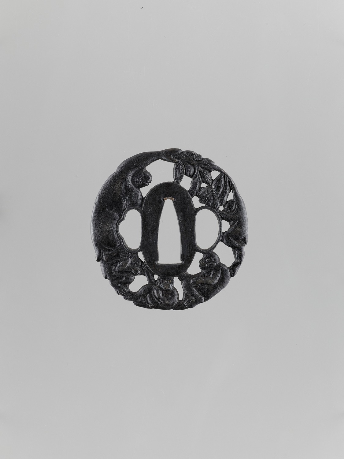 AN IRON TSUBA WITH MONKEYS - Image 4 of 4