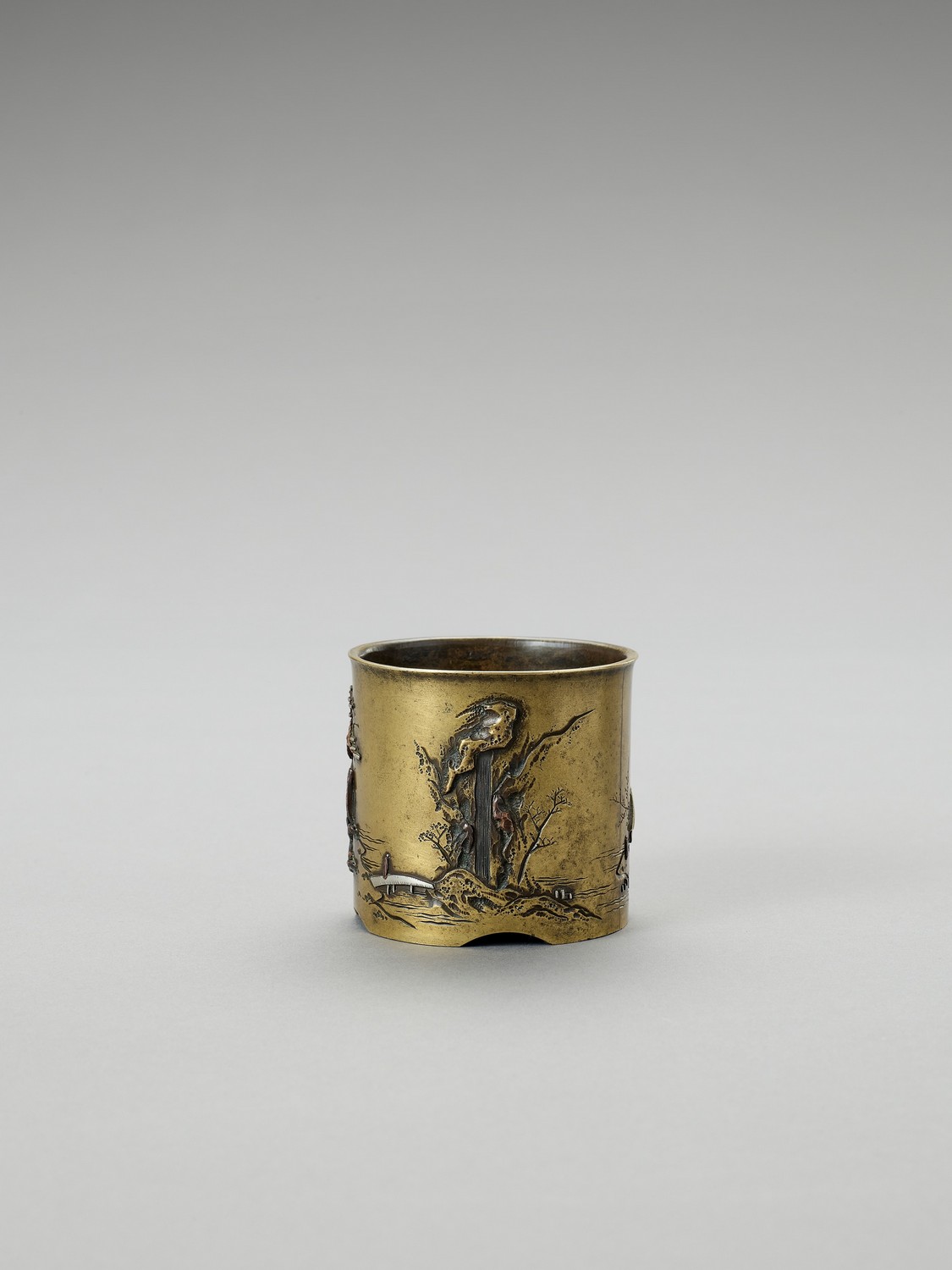 A SMALL SENTOKU VESSEL WITH SILVER AND COPPER INLAYS - Image 2 of 5