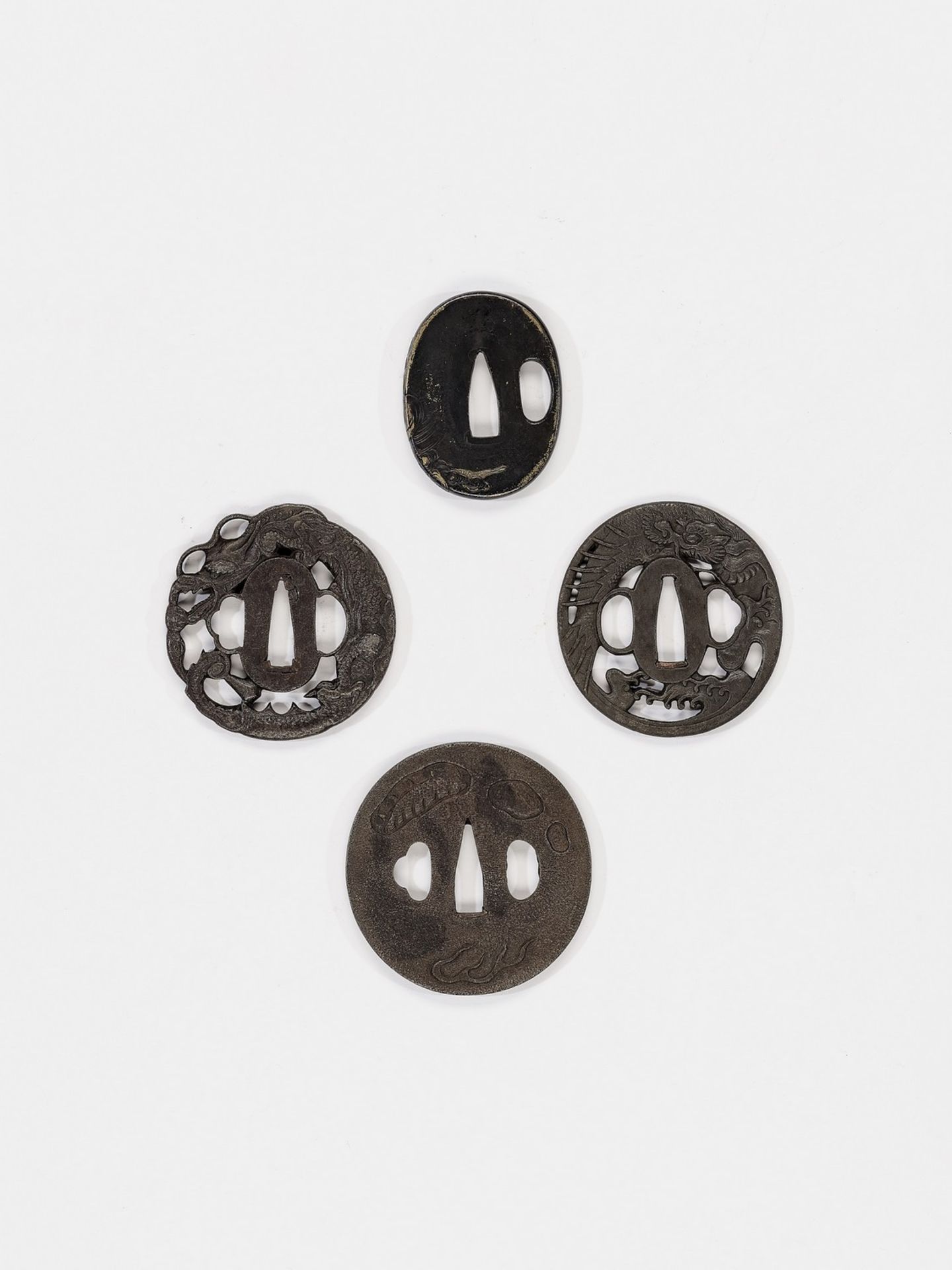 FOUR TSUBA DEPICTING DRAGONS - Image 4 of 4