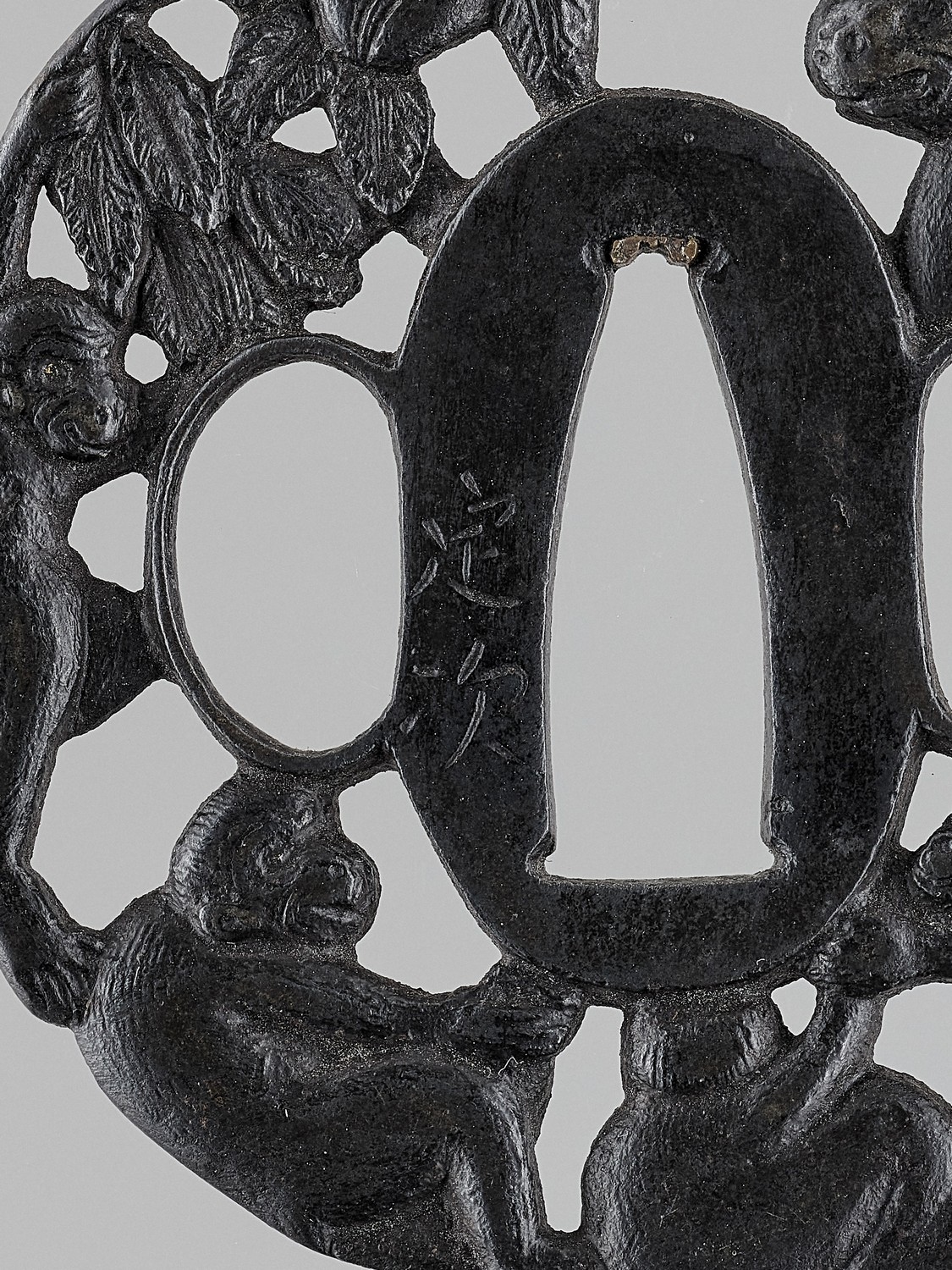 AN IRON TSUBA WITH MONKEYS - Image 2 of 4