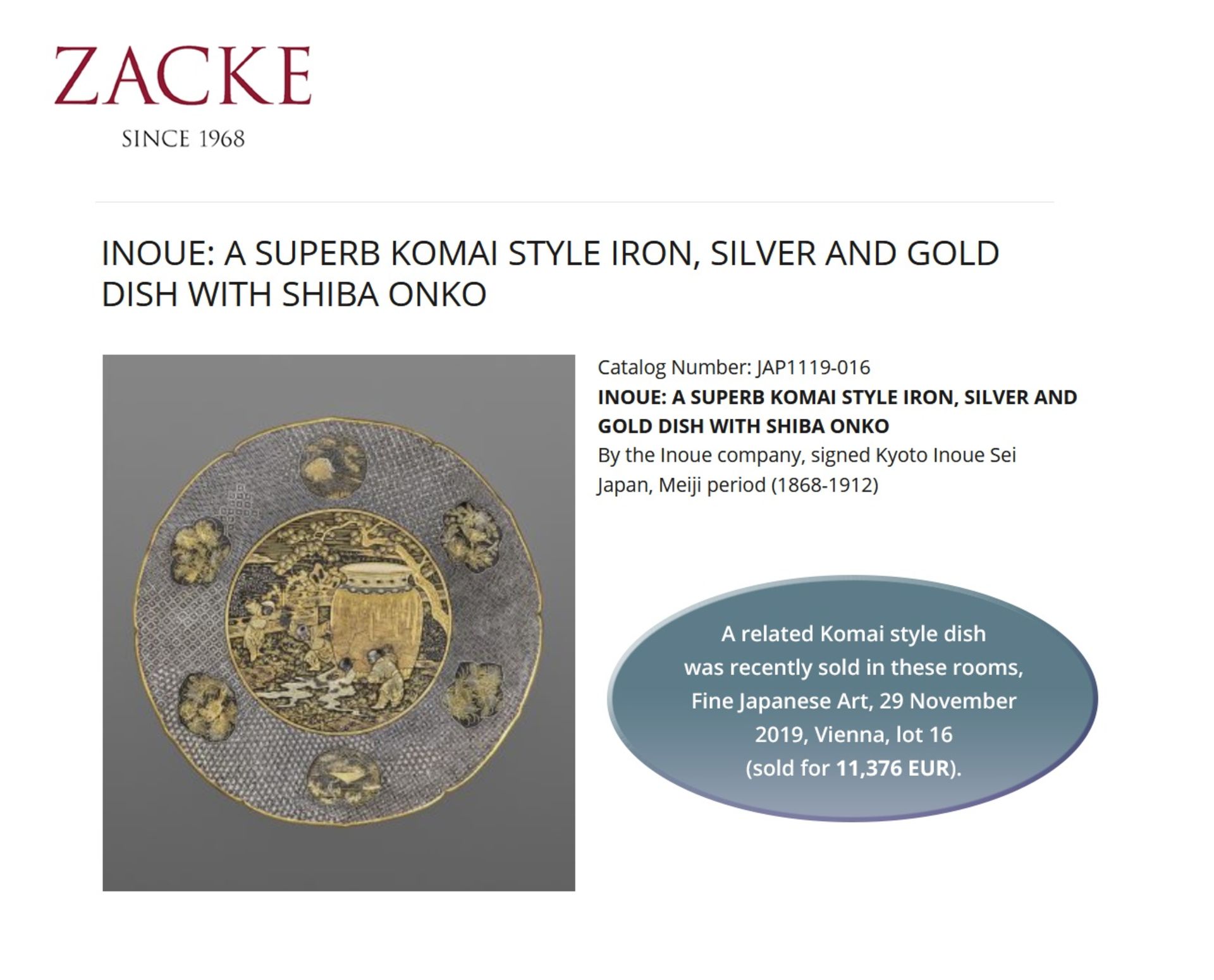 ANDO KATSUAKI: A SUPERB KOMAI STYLE IRON, SILVER AND GOLD DISH - Image 4 of 8