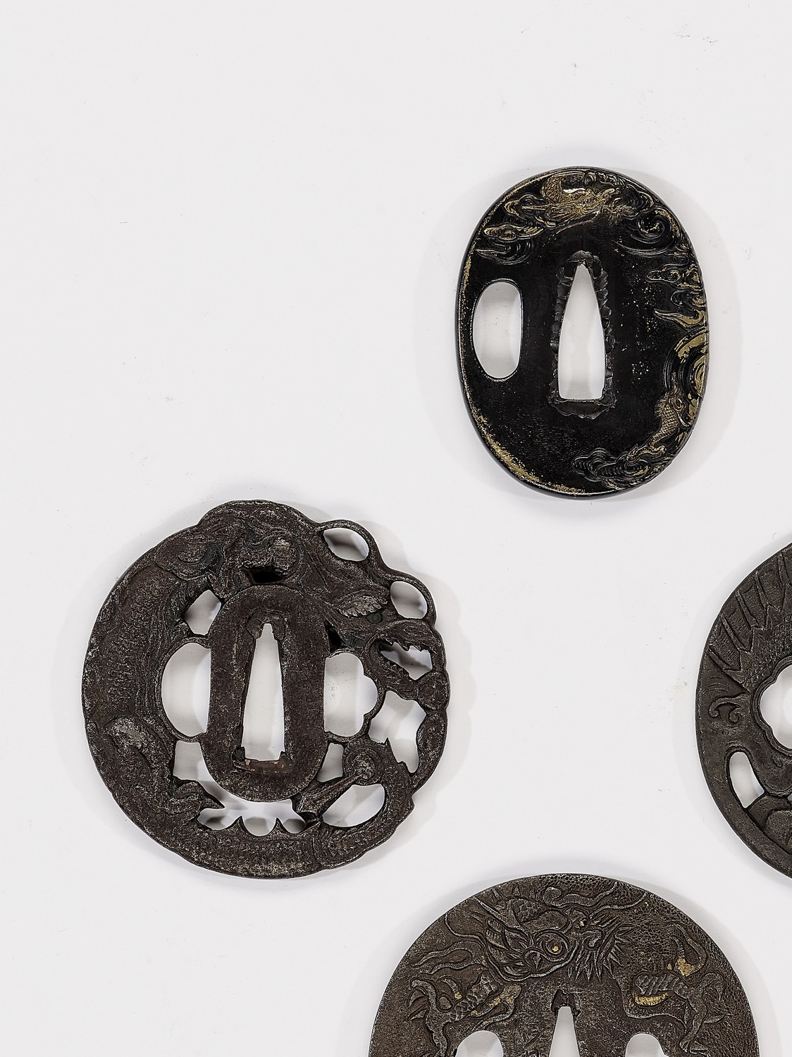 FOUR TSUBA DEPICTING DRAGONS - Image 3 of 4