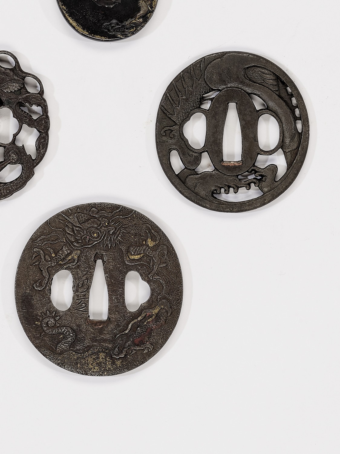 FOUR TSUBA DEPICTING DRAGONS - Image 2 of 4