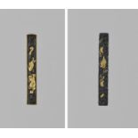 TWO GOLD AND SHAKUDO KOZUKA WITH DRAGONS