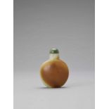 A GLASS IMITATION WHITE AND RUSSET JADE SNUFF BOTTLE, QING