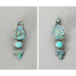 A PAIR OF SILVER-PLATED METAL AND TURQUOISE EARINGS