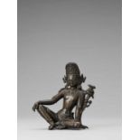 A NEPALESE BRONZE FIGURE OF INDRA, 18th-19th CENTURY