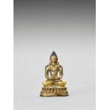 A SINO-TIBETAN GILT BRONZE FIGURE OF BUDDHA, QING