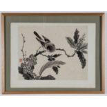 A CHINESE ORIGINAL PRINT OF A BIRD ON A BRANCH, 20TH CENTURY