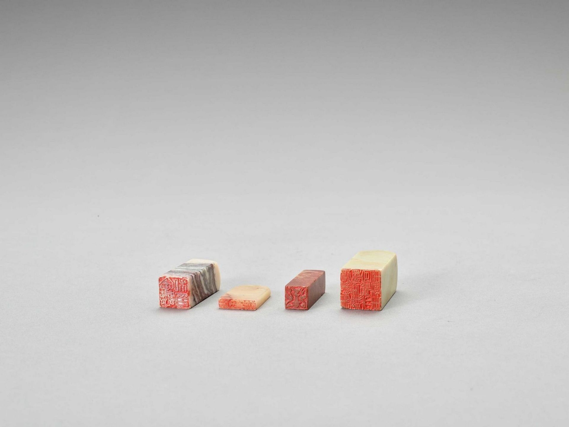 FOUR CARVED SOAPSTONE SEALS, LATE QING - Image 4 of 4