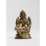 A SINO-TIBETAN MINIATURE BRONZE OF SYAMATARA, 18TH-19TH CENTURY