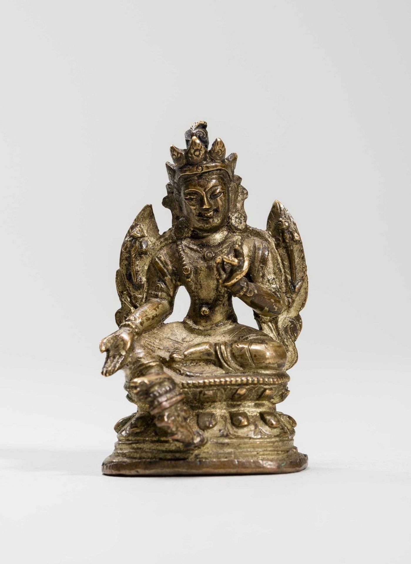 A SINO-TIBETAN MINIATURE BRONZE OF SYAMATARA, 18TH-19TH CENTURY