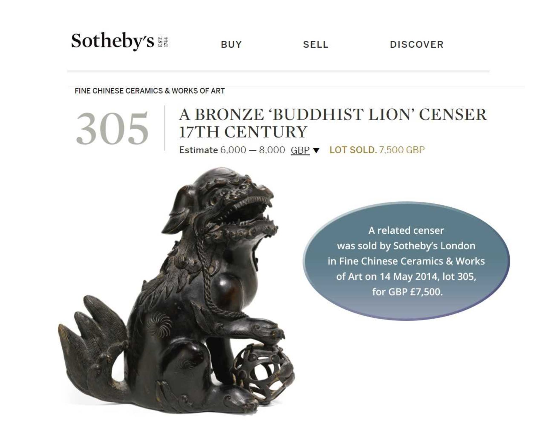 A BRONZE ‘BUDDHIST LION’ CENSER, 17TH CENTURY - Bild 4 aus 7