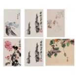 SIX CHINESE COLOR PRINTS, TWO BY QI BAISHI (1864-1957), 1950s