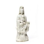 BLANC DE CHINE PORCELAIN GUANYIN WITH CHILD