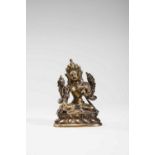 A SINO-TIBETAN GILT MINIATURE BRONZE OF SITATARA, 18TH CENTURY