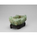 A CHRYSOPRASE ‘BOYS AND LOTUS’ BASIN, QING