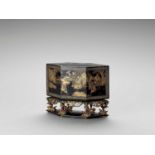 A RARE ‘ARCHERY SCENE’ LACQUER OFFERING BOX (CHANAB), LATE 19TH CENTURY
