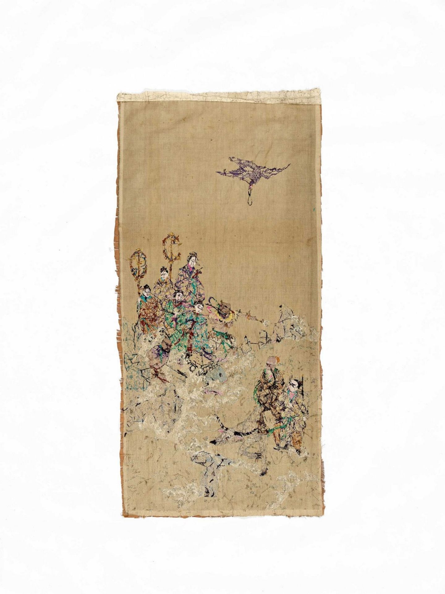 A ‘SATIN STICH’ EMBROIDERY OF IMMORTALS CROSSING THE SEA, LATE QING - Bild 3 aus 3